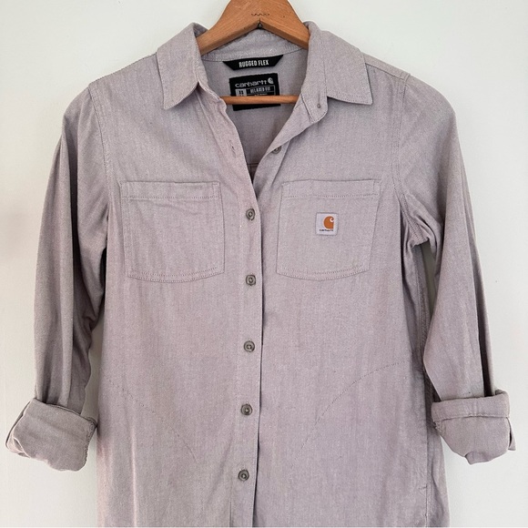 Carhartt WOMEN'S RUGGED FLEX® RELAXED FIT FLANNEL LONG-SLEEVE PLAID TUNIC Sz XS - Picture 3 of 10